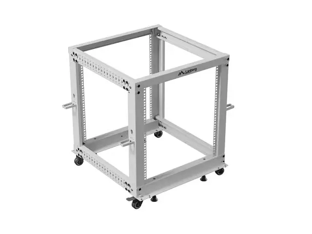 LANBERG OTEVŘENÝ RACK 19" 12U 600X600-1100 NASTAVITELNÝ ŠEDÝ