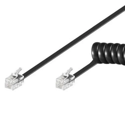 KABEL telefonní sluchátkový kroucený 4 žíly 2m, černý