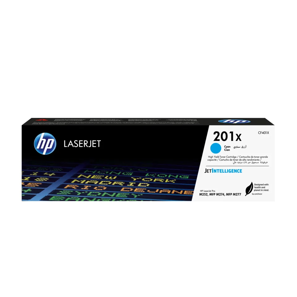 HP CF401X originální toner azurový č.201X velký cca 2300 str. (HP CLJ M252, M277, M274, cyan, ColorSphere 3 Jetintelligence )
