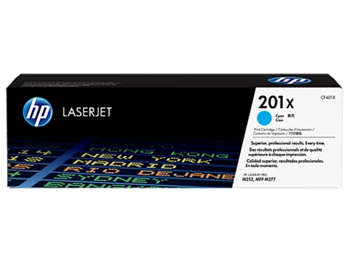HP CF401X originální toner azurový č.201X velký cca 2300 str. (HP CLJ M252, M277, M274, cyan, ColorSphere 3 Jetintelligence )