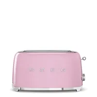 Smeg TSF02PKEU, toustovač / topinkovač, 4 toasty, 6 úrovní opékání, zásuvka na drobky, styl. 50. let, růžový