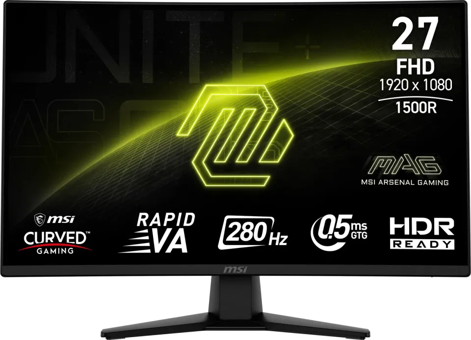 MSI Gaming monitor MAG 274CXF 27" Rapid VA zakřivený/FHD/280Hz/0,5ms/2xHDMI/DP/č