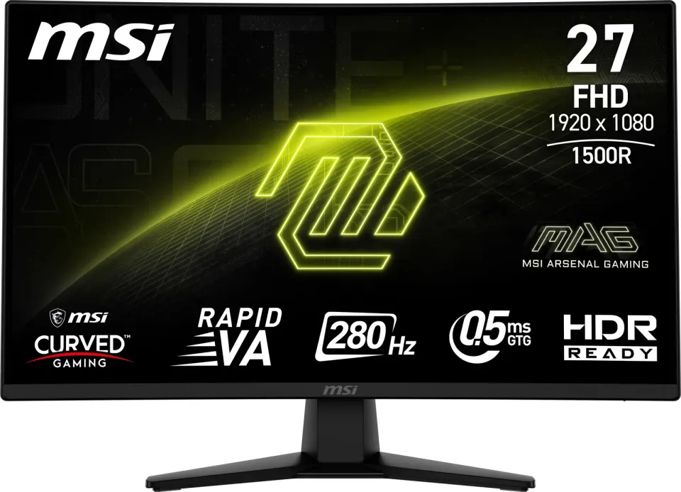 MSI Gaming monitor MAG 274CXF 27" Rapid VA zakřivený/FHD/280Hz/0,5ms/2xHDMI/DP/č