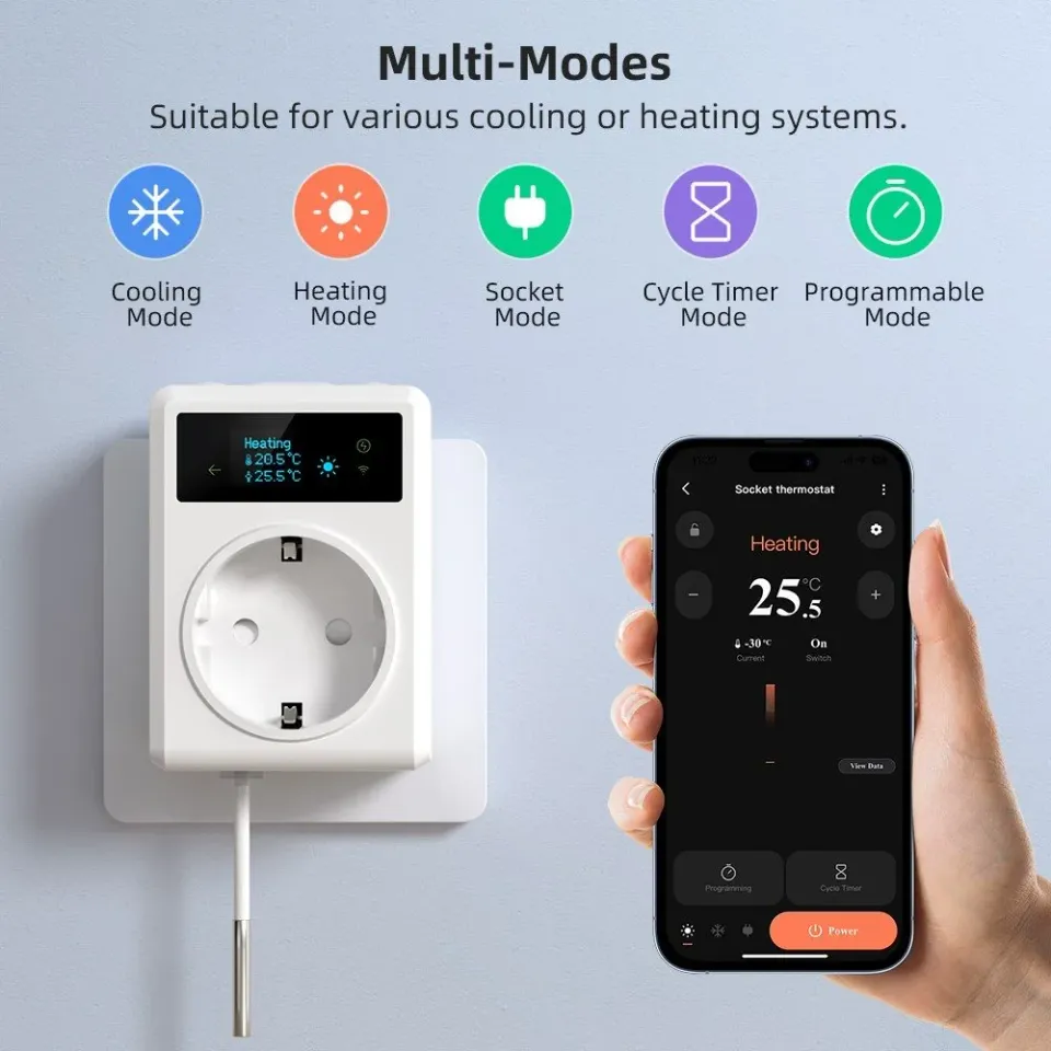 IMMAX NEO SMART chytrá vnitřní zásuvka s teploměrem bez kolíku (typ F)/ 16A/ Wi-Fi/ TUYA/ LIDL