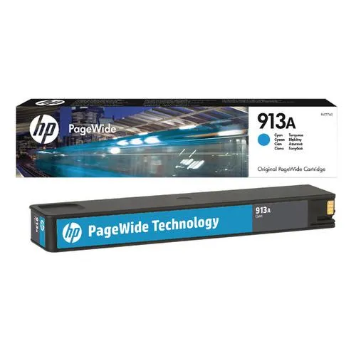 HP F6T77AE náplň č.913A azurová malá (cca 3000 stran, cyan, pro PageWide 352, 377, Pro 477, Pro 452