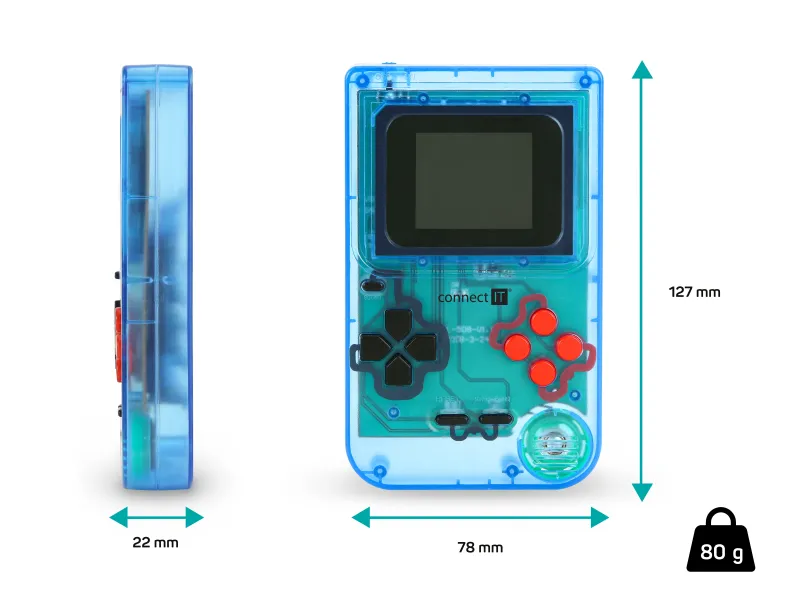 CONNECT IT RetroBit BLUE – Portable Game Console (168 Games)