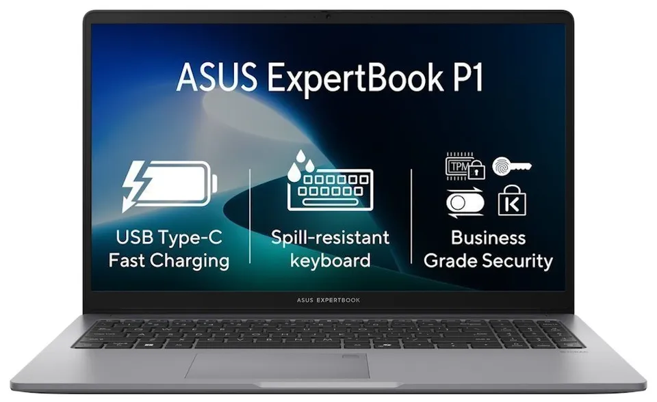 ASUS ExpertBook P1/ Core 7 240H/ 16GB DDR5/ 1TB SSD/ Intel® Graphics/ 15,6"FHD,matný/ W11P/ šedý