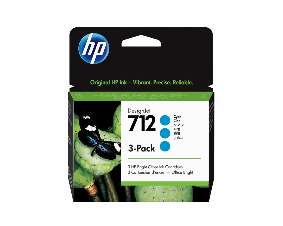 HP 3ED77A náplň 3x č.712 azurová (= 3x 29ml) (cyan, pro DesignJet T210, T230, T250)