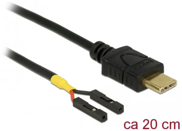 Delock Kabel USB Type-C samec > 2 x pin konektor samice oddělení napájení 20 cm