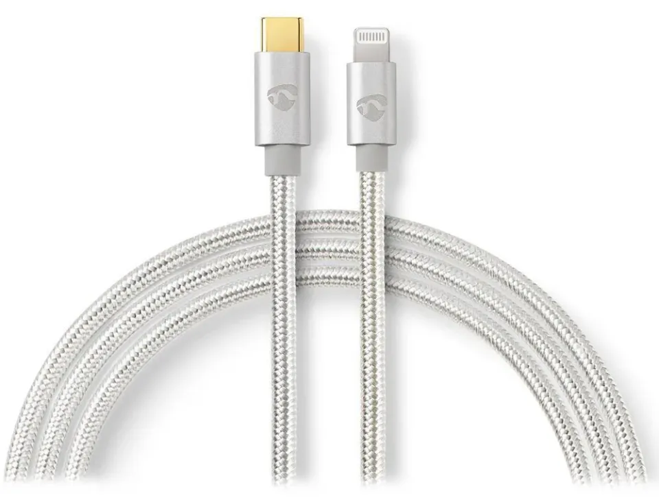 NEDIS PROFIGOLD Lightning/USB 2.0 kabel/ Apple Lightning 8pinový - USB-C zástrčka/ nylon/ stříbrný/ BOX/ 2m