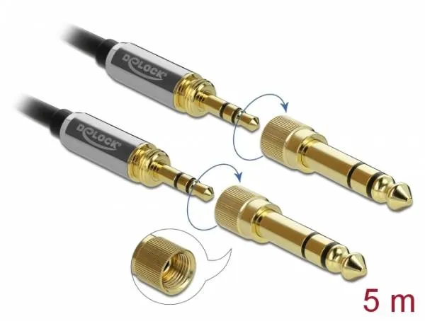Delock Stereofonní kabel s tríkolíkovou zástrckou 3,5 mm na zástrcku se šroubova