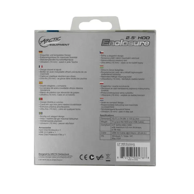 ARCTIC 2.5" HDD enclosure 3.0 (stainless steel)