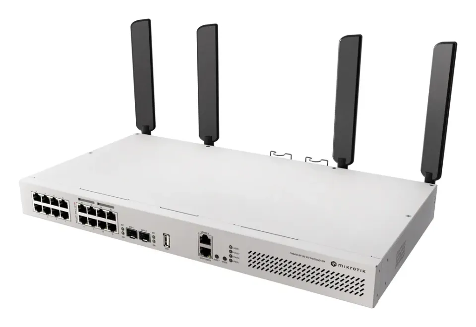 MikroTik CRS418-8P-8G-2S+5axQ2axQ-RM 4x4 MIMO WiFi6 16-portový Gigabit Cloud Router Switch