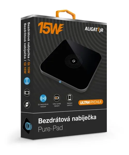 ALIGATOR bezdrátová nabíječka Aligator Pure-Pad 15W, černá