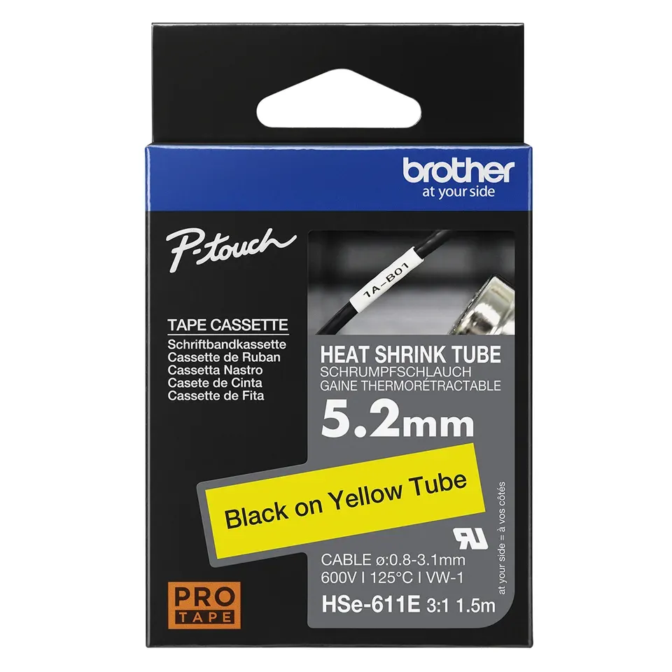 Brother - HSE-611E, bužírka žlutá / černá (5,2 mm)