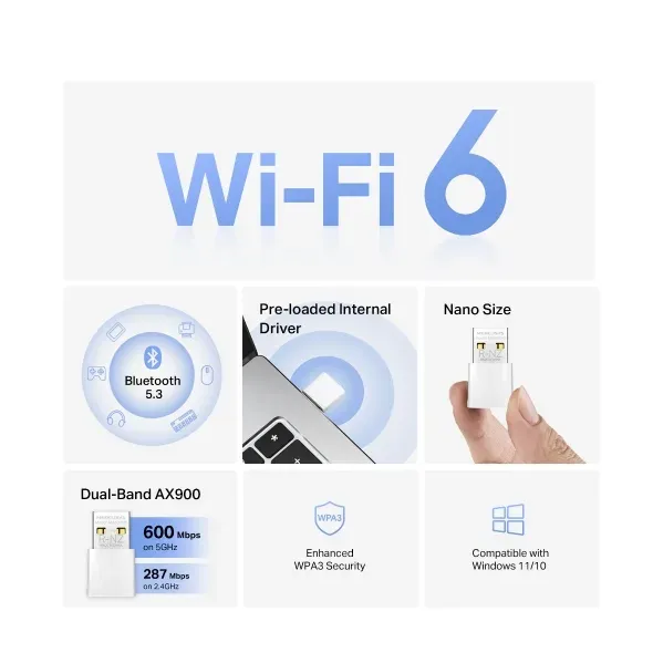 TP-Link MA60XNB AX900 Nano Wi-Fi 6 Bluetooth USB Adaptér