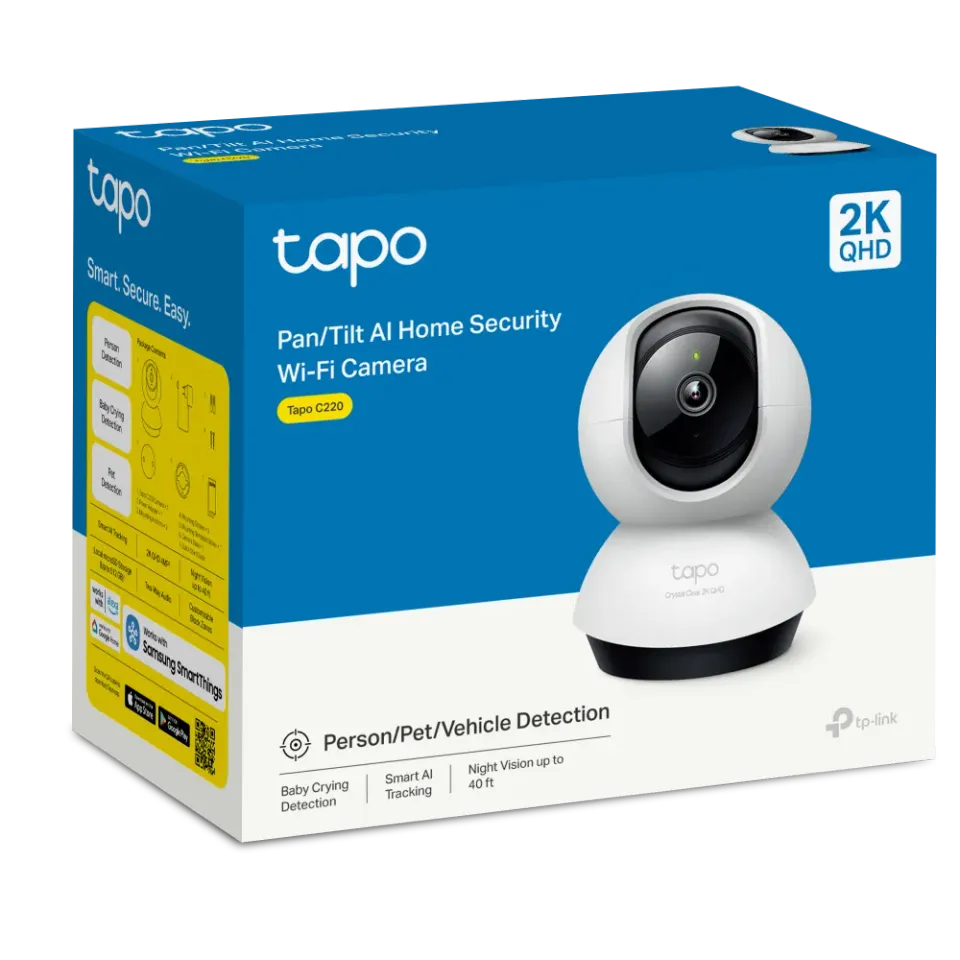 TP-LINK Tapo C220 - IP kamera s naklápěním a WiFi, 4MP (2560 * 1440), ONVIF
