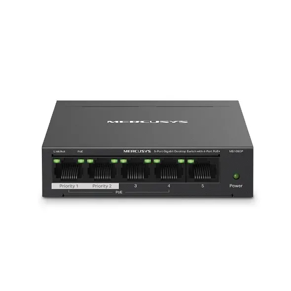MERCUSYS MS105GP - 5portový gigabitový stolní switch s 4 porty PoE+, 5× 10/100/1