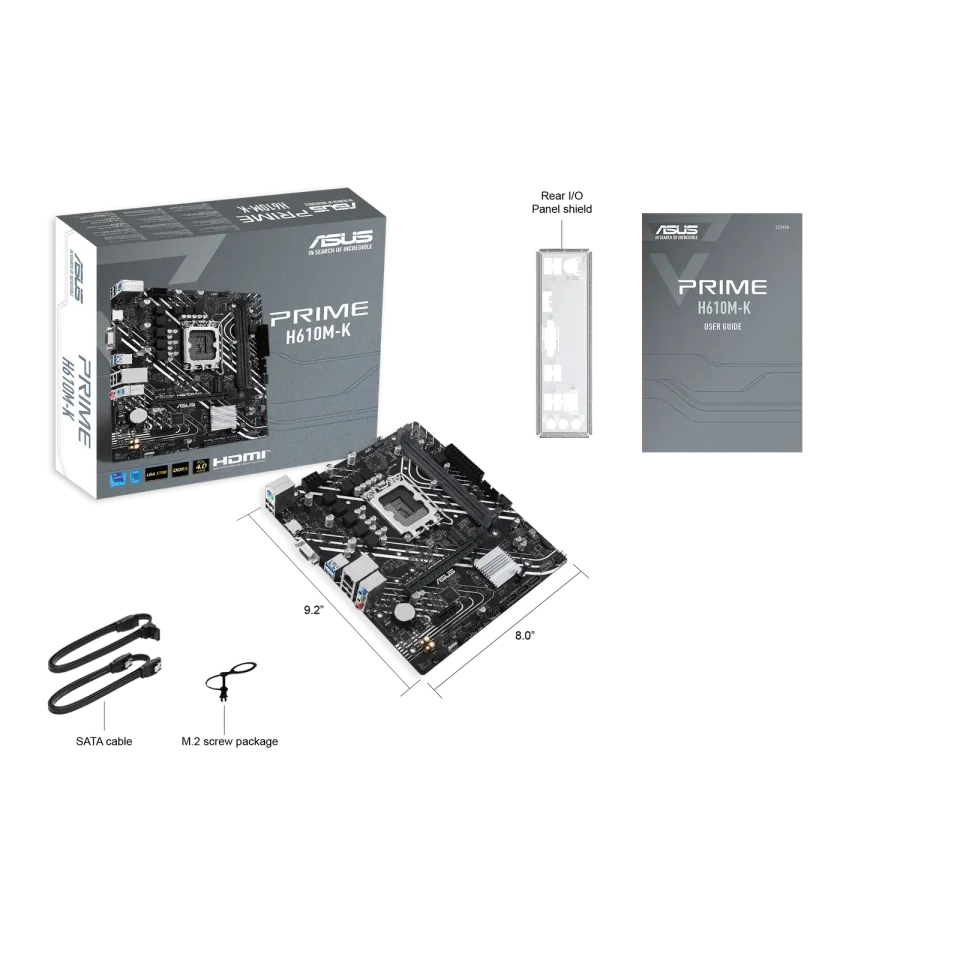 ASUS MB PRIME H610M-K (LGA1700, H610, DDR5-5600, D-Sub+HDMI, USB 3.2 Gen1, mATX)