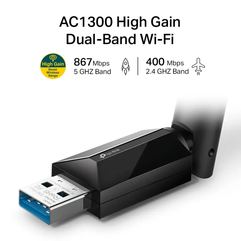 TP-Link Archer T3U Plus WiFi5 USB adapter v1.0 (P/N:0152502322) (AC1300,2,4GHz/5GHz,USB3.0)