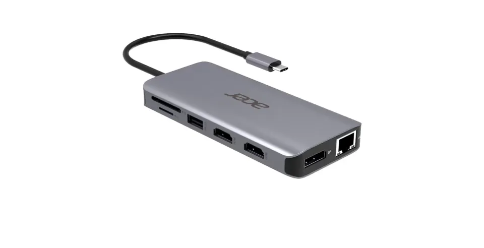 ACER 12v1 Type C dongle: 2 x USB3.2, 2 x USB2.0, 1x SD/TF, 2 x HDMI, 1 x PD, 1 x DP, 1 x RJ45, 1 x 3.5 Audio