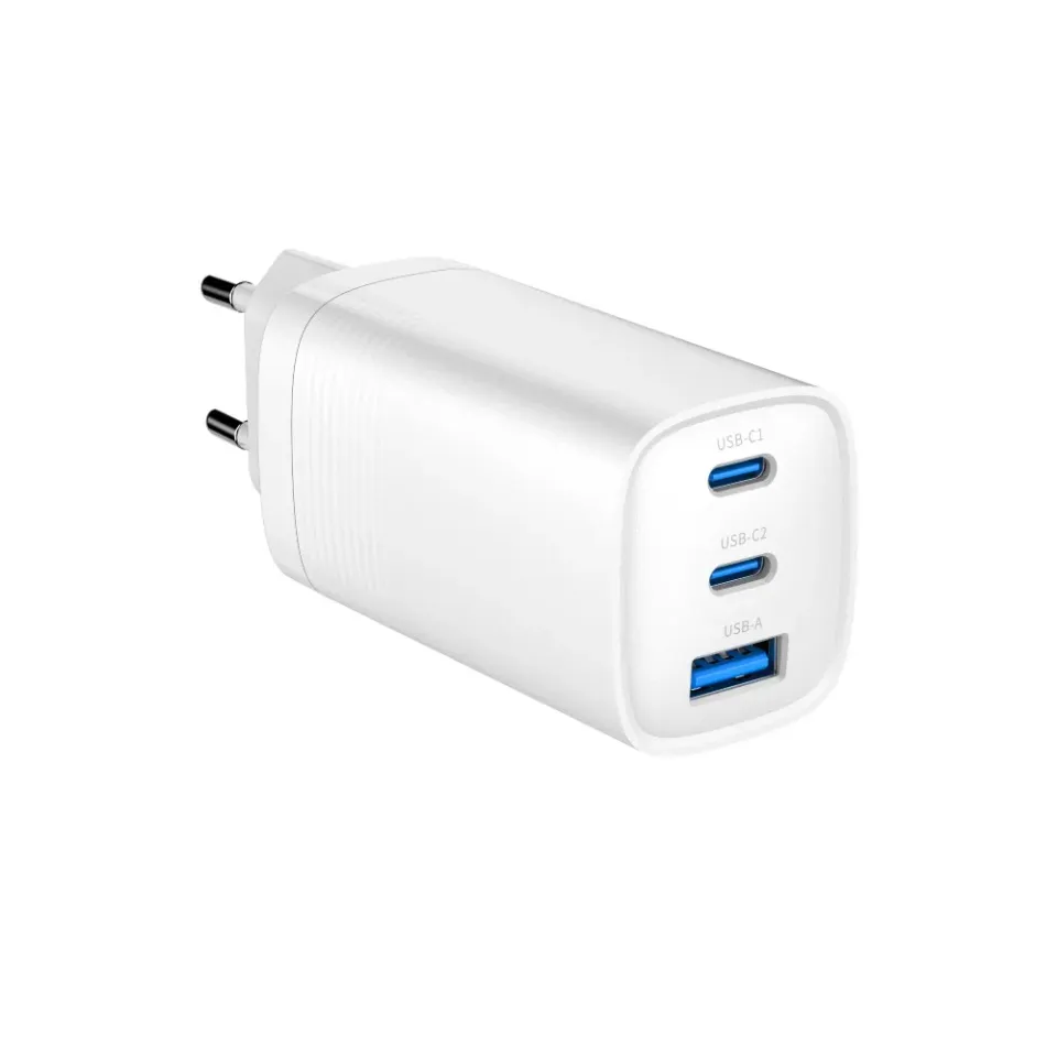 GEMBIRD, Nabíječka USB, 1x USB + 1x USB-C port PD, 65W, černá