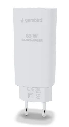 GEMBIRD, Nabíječka USB, 1x USB + 1x USB-C port PD, 65W, černá