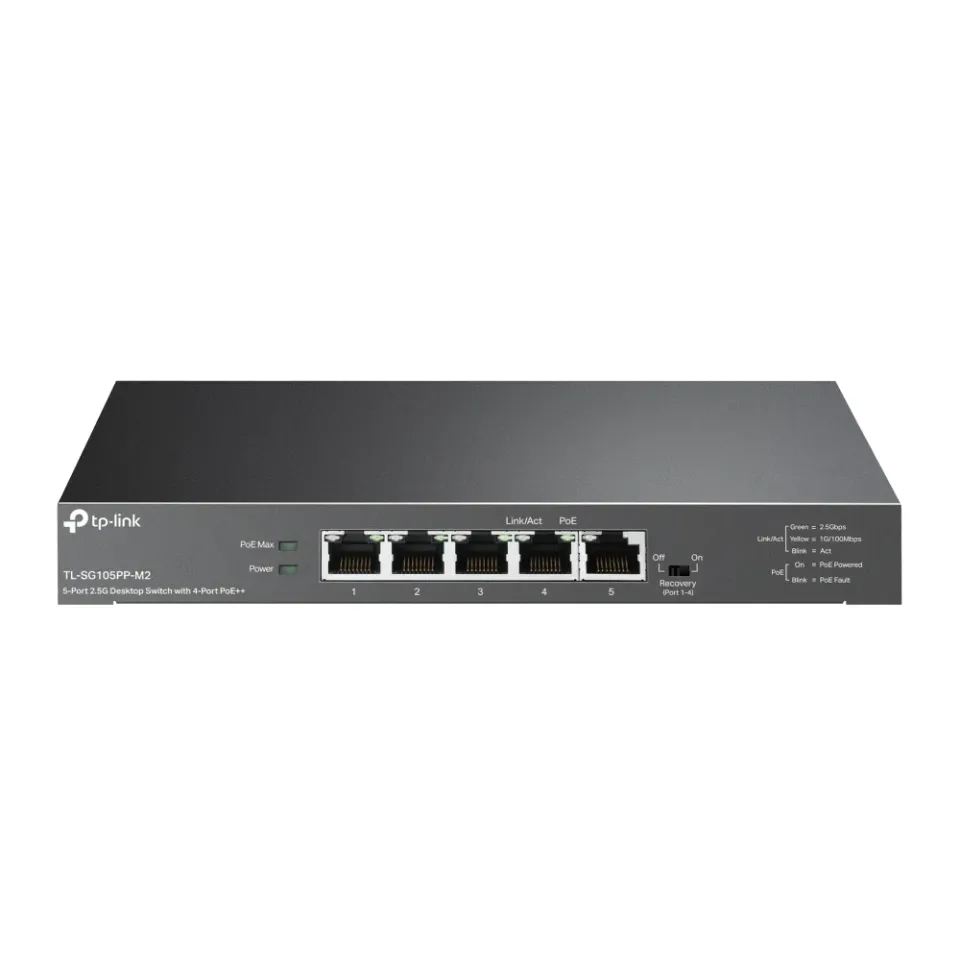 TP-Link TL-SG105PP-M2 Switch 1x 2,5GLAN, 4x 2,5GLAN s PoE++, 123W