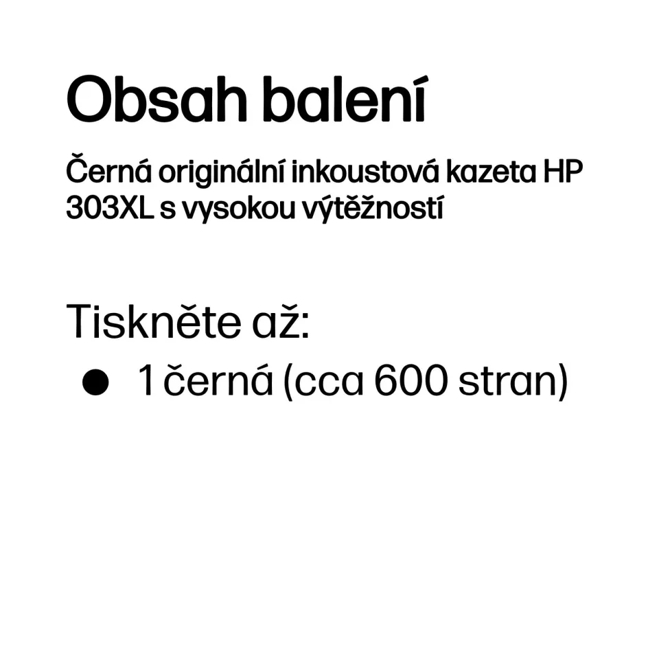HP T6N04AE originální náplň č.303XL černá velká cca 600 stran (pro HP Envy 7220e, 7221e, 7920e, 7921e)