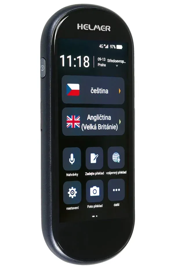 HELMER OTR 212 inteligentní hlasový překladač z/do češtiny, angličtiny, ukrajinštiny a více než 100 dalších jazyků/ 4G