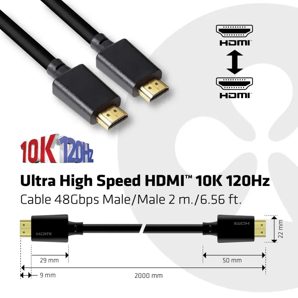 Club3D Kabel Ultra Rychlý HDMI™ Certifikovaný HDMI™ 4K120Hz, 8K60Hz, 2m, 28 AWG