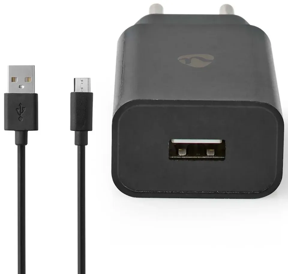 NEDIS síťová nabíječka/ 5 W/ 5 V/ 1 A/ USB-A/ černá/ micro USB kabel 1m