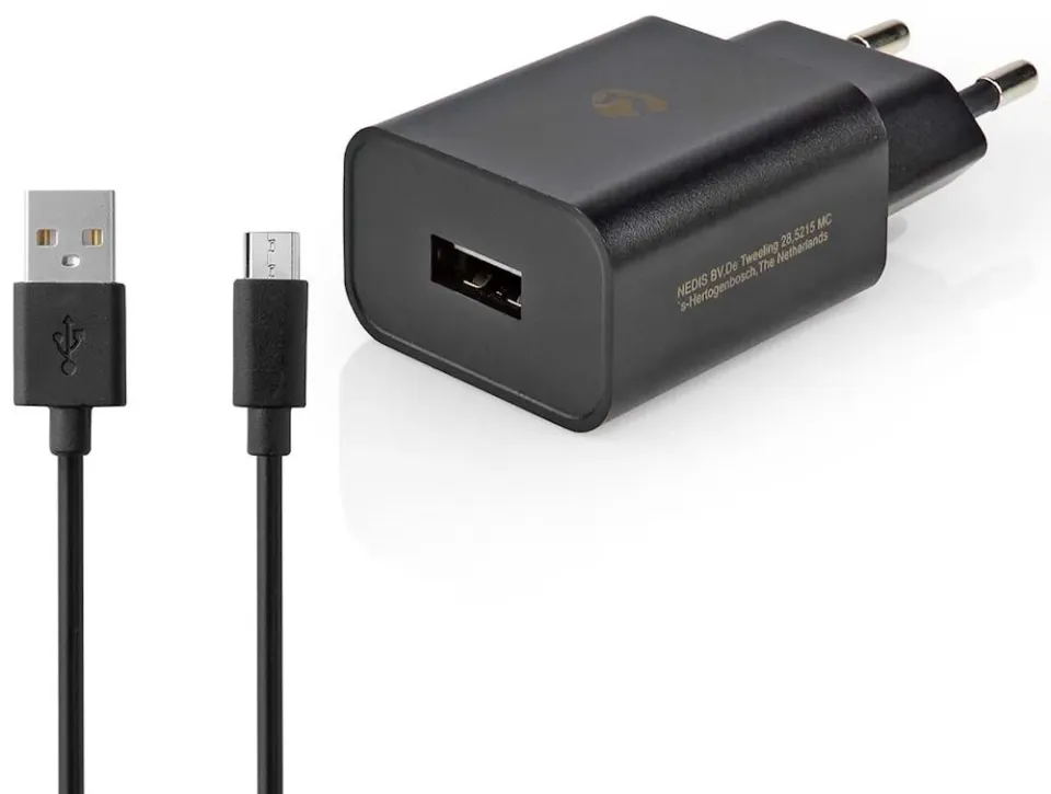 NEDIS síťová nabíječka/ 5 W/ 5 V/ 1 A/ USB-A/ černá/ micro USB kabel 1m