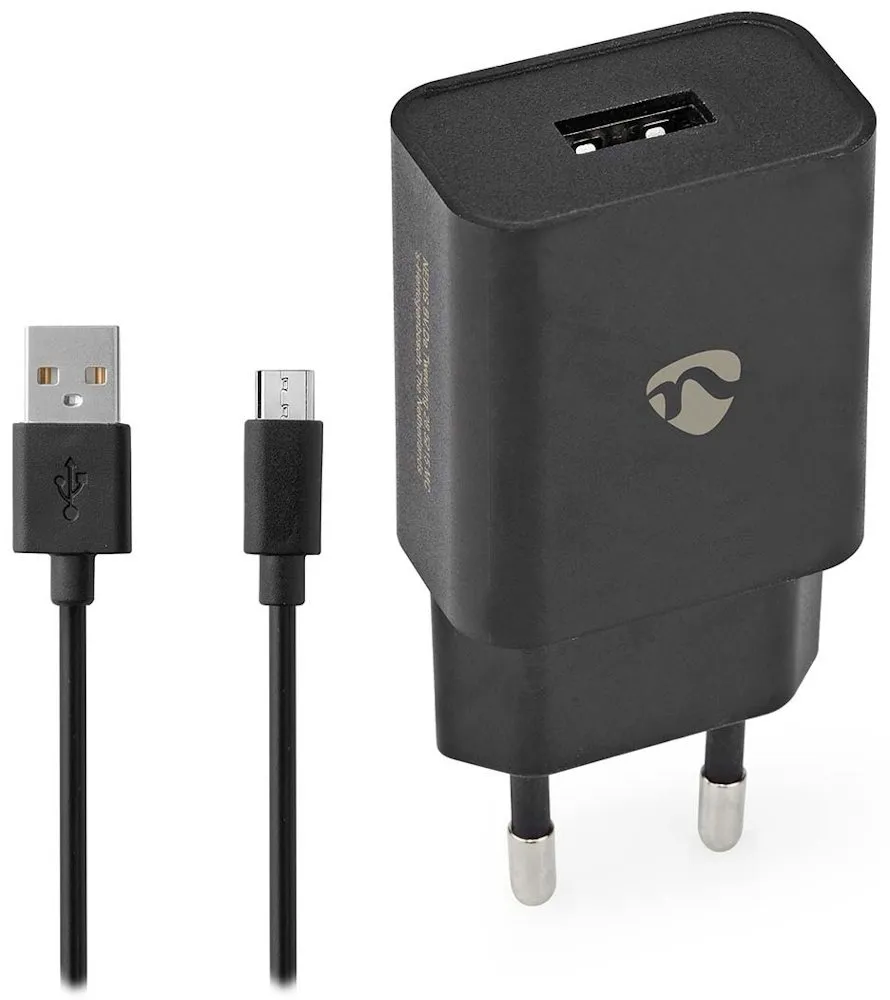 NEDIS síťová nabíječka/ 5 W/ 5 V/ 1 A/ USB-A/ černá/ micro USB kabel 1m