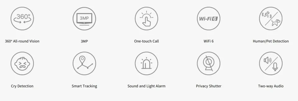 Tenda RP3 Pro AI Security 2K (3MP) WiFi 6 otočná kamera, noční vidění, audio, WPA3, AX300