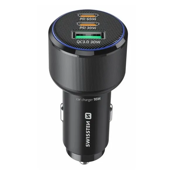 Swissten Cl Adaptér 2x USB-C PD + USB-A, 95W Černý