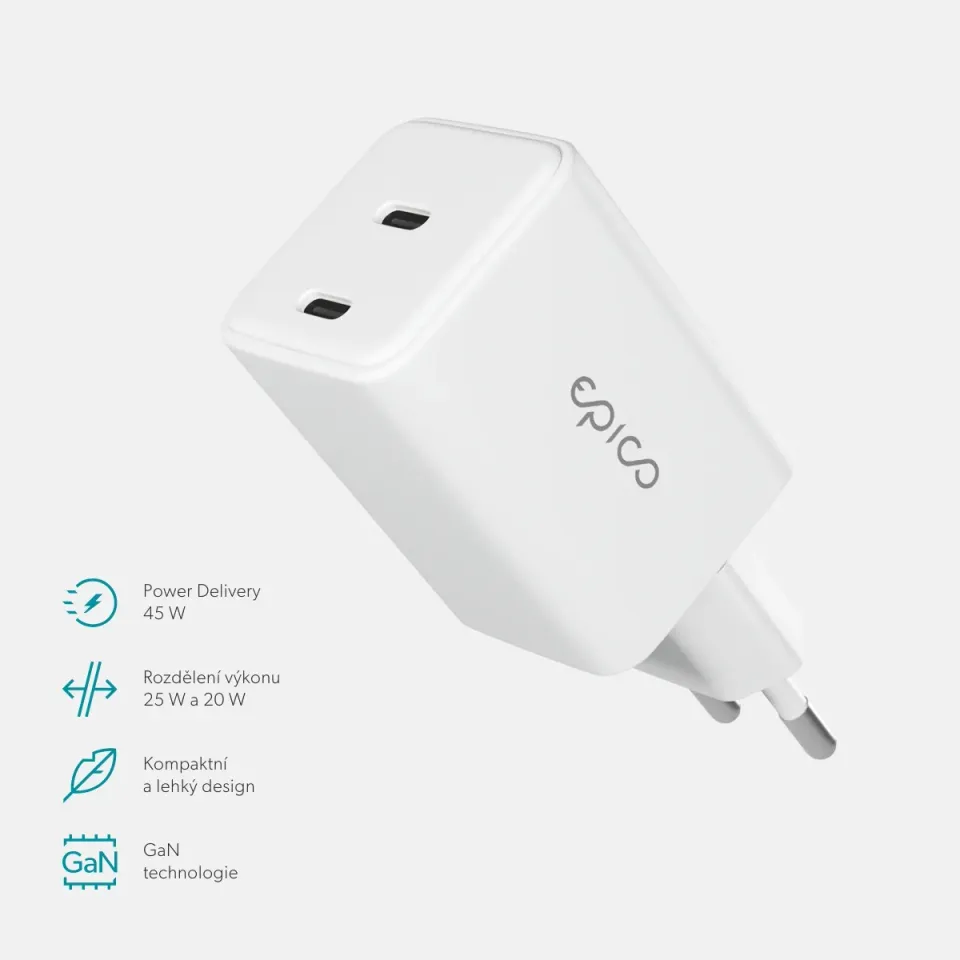 Epico UltraBoost GaN 45W síťový adaptér EA45 - bílá