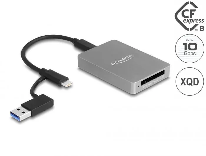 Delock Čtečka karet s rozhraním USB Type-C v hliníkovém krytu na paměťové karty (91008)