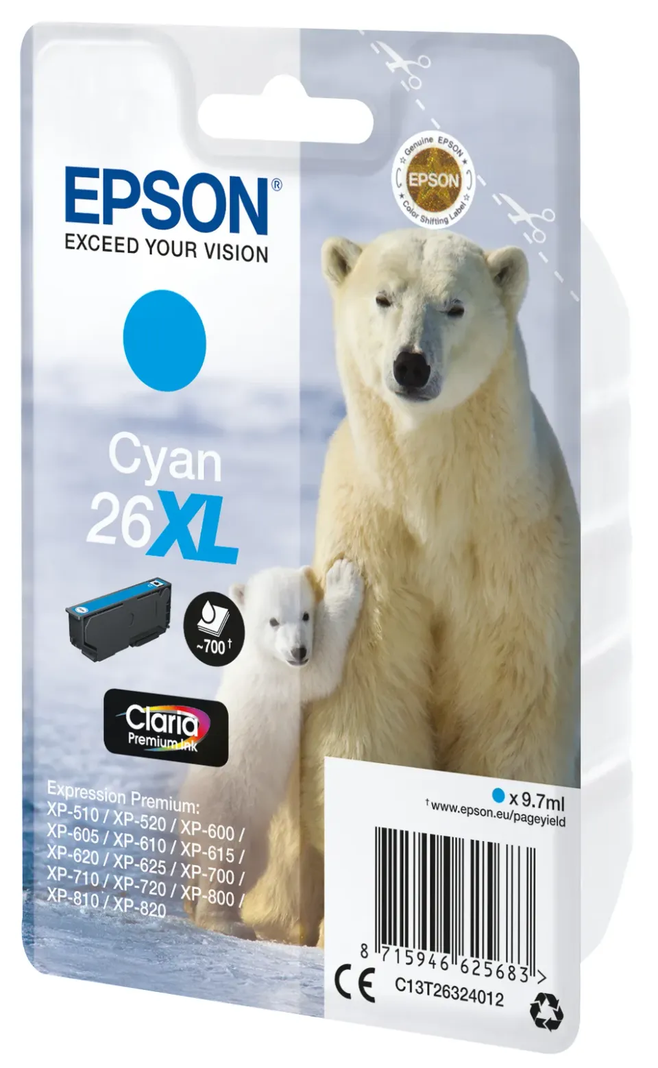 EPSON cartridge T2632 cyan (lední medvěd) XL