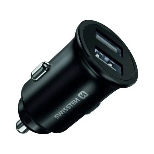 Swissten cl adaptér 2x usb 4,8a metal černý (20115000BOX)