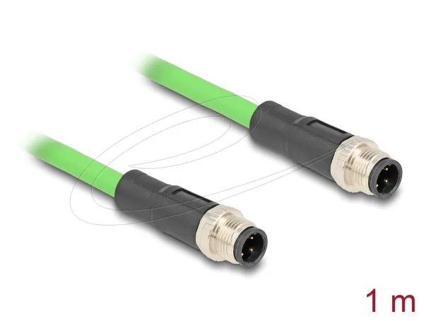 Delock Kabel M12, D-kódovaný, 4 pin, ze zástrčkového na zástrčkového konektor, P