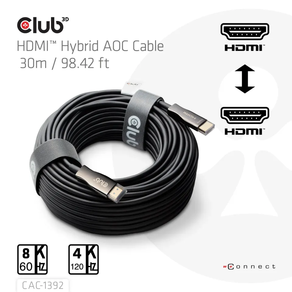Club3D Kabel aktivní hybridní optický HDMI 2.1 8K60Hz/4K120Hz, (M/M), 30m