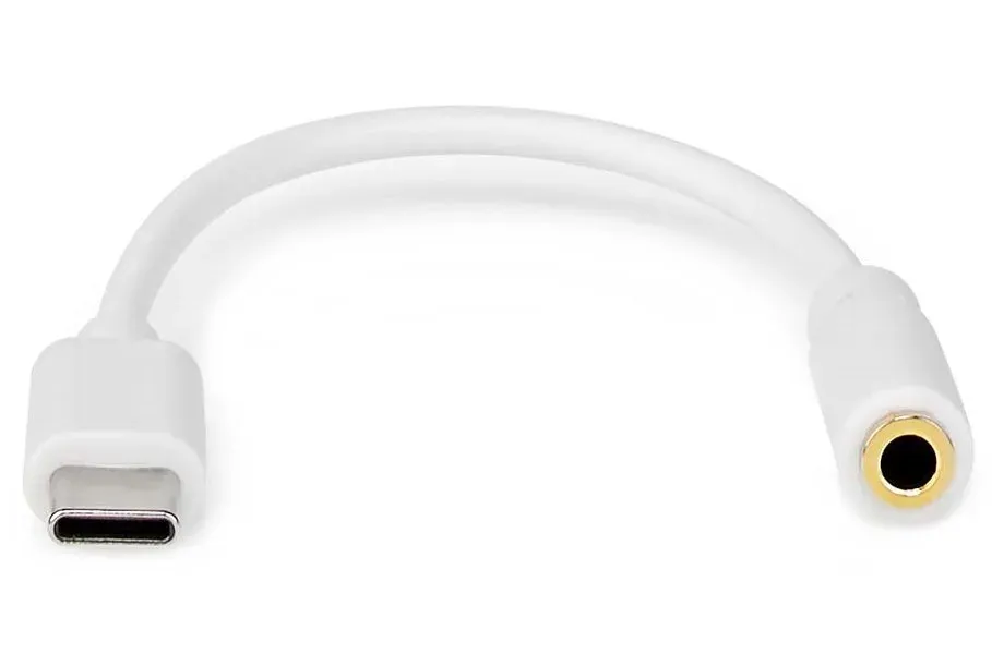 NEDIS USB 2.0 adaptér/ USB-C zástrčka - 3,5 mm zásuvka/ kulatý/ bílý/ blistr/ 10 cm