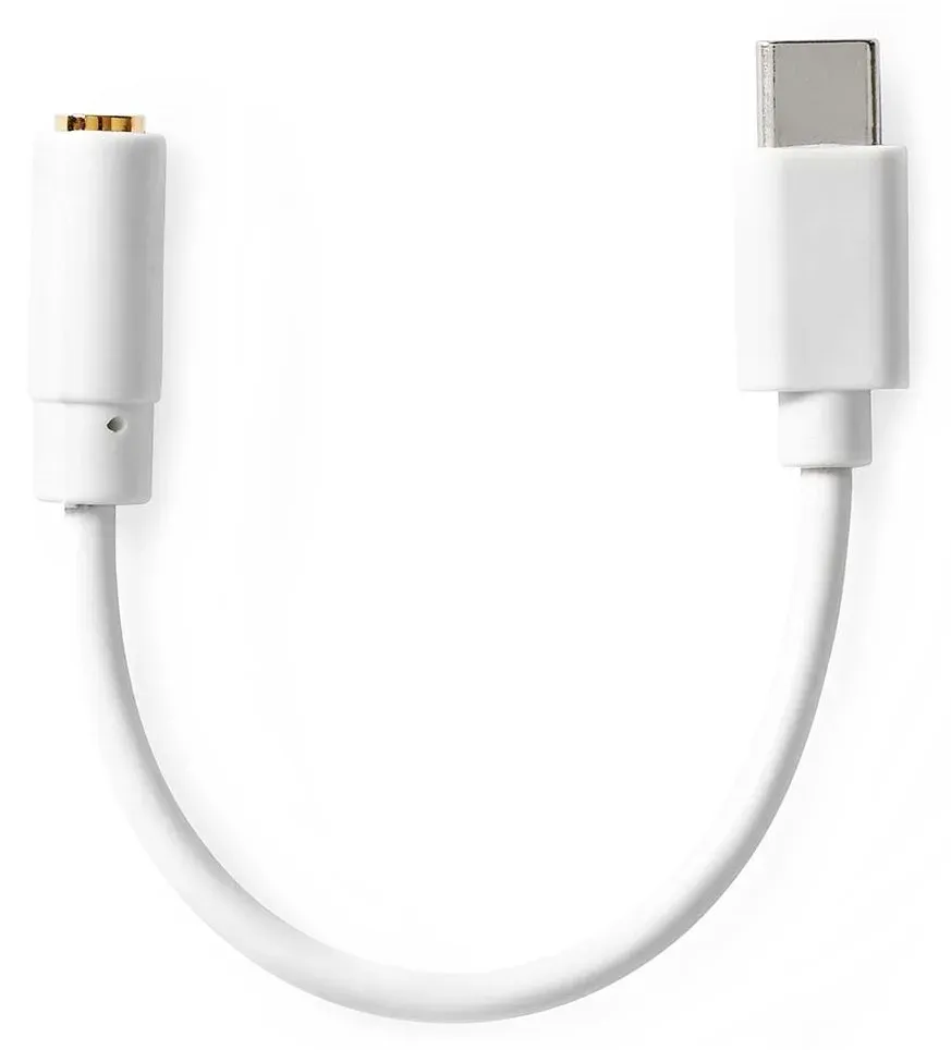 NEDIS USB 2.0 adaptér/ USB-C zástrčka - 3,5 mm zásuvka/ kulatý/ bílý/ blistr/ 10 cm