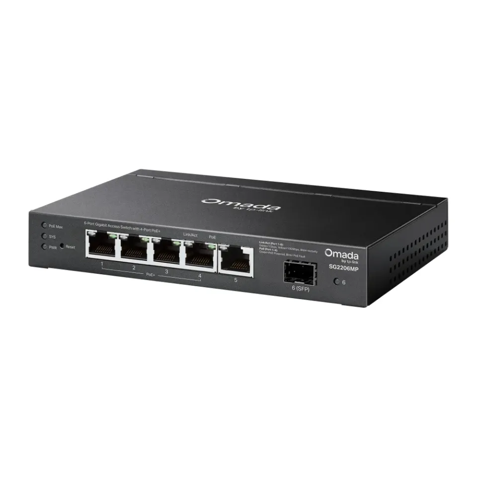 TP-LINK SG2206MP Omada Access 6portový gigabitový switch se 4 porty PoE+