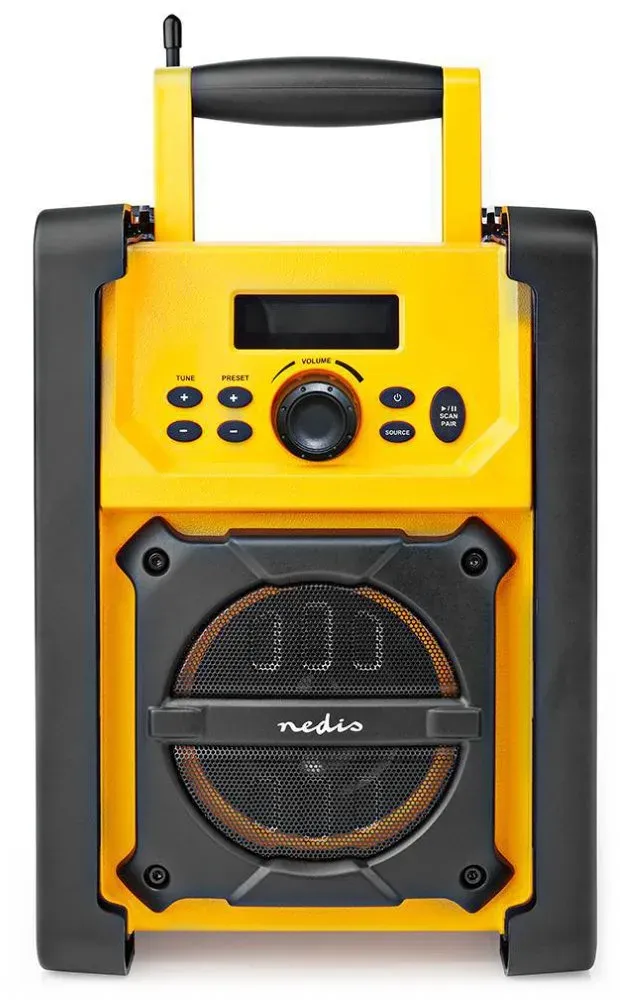 Nedis RDFM3100YW - FM Rádio na staveniště | 15 W | Bluetooth® | IPX5 | Držadlo |