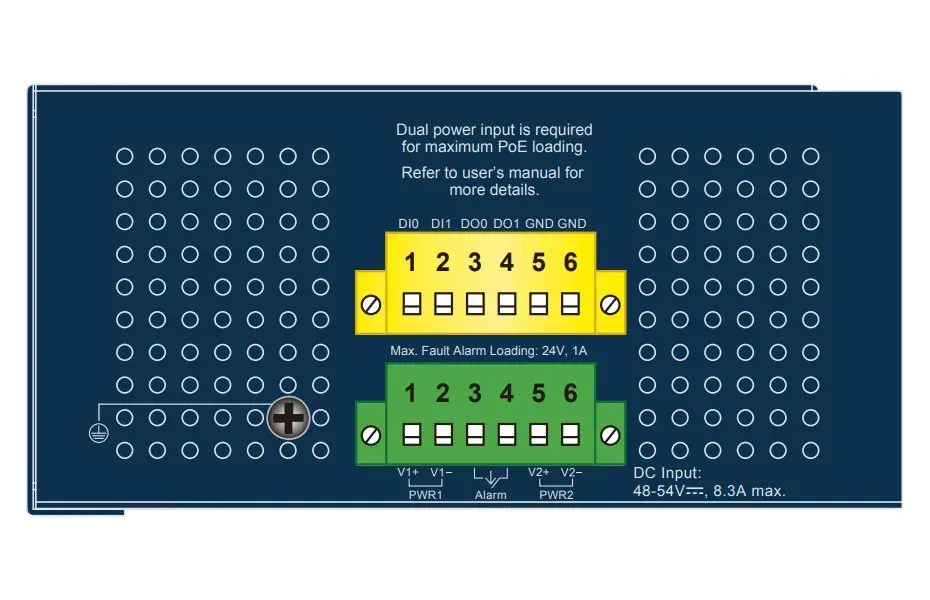 Planet IGS-6325-4UP2X průmyslový L3 switch, 4x2.5Gb, 2x10Gb SFP+, PoE 802.3bt 360W, 48-54VDC, -40~75°C, IP30, fanless