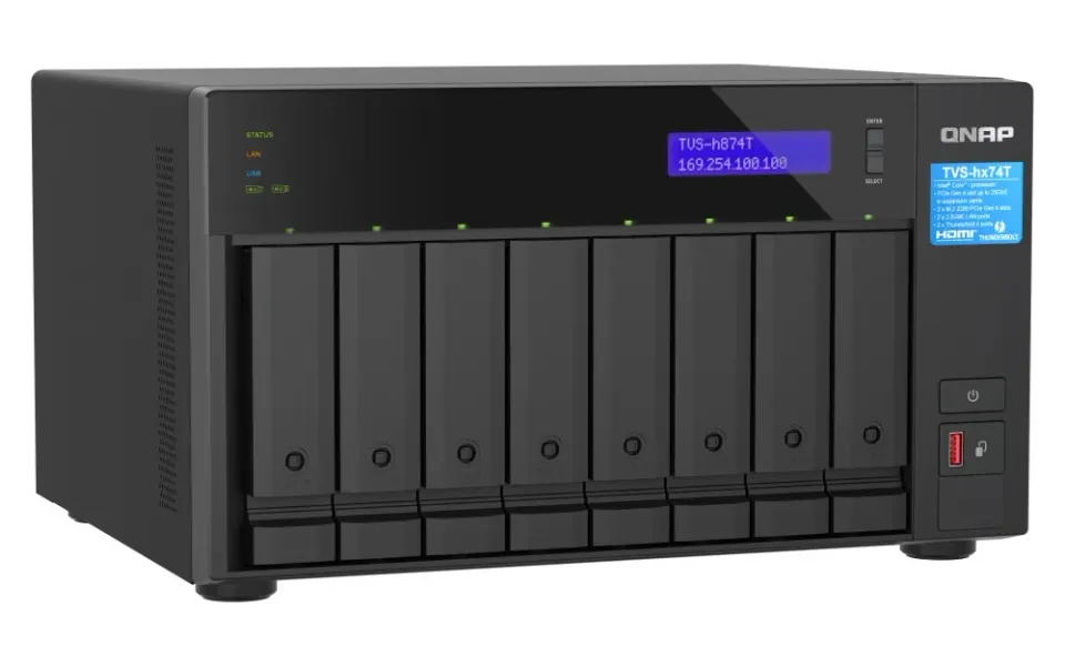QNAP TVS-h874T-i9-64G (16core, ZFS, 64GB RAM, 8x SATA, 2x M.2 NVMe, 2x 2,5GbE, 2x Thunderbolt 4)