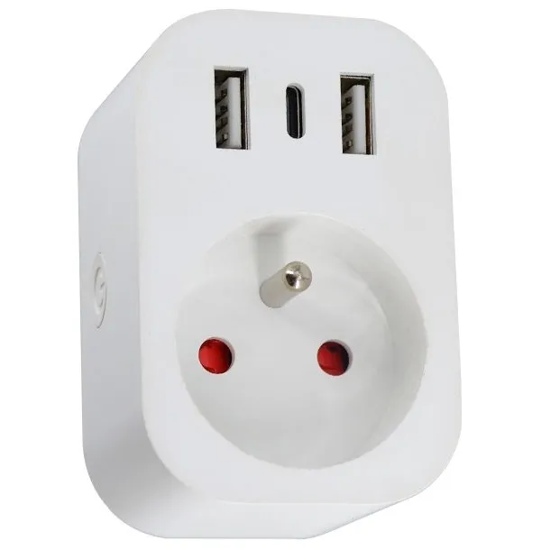 IMMAX NEO LITE SMART chytrá vnitřní zásuvka/ s kolíkem (typ E)/ Wi-Fi/ 2x USB, 1x USB-C/ LIDL/ TUYA