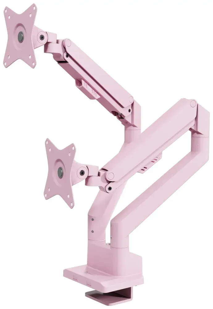 AROZZI ALZARE NEO DUO Pink/ stolní držák pro 2 monitory/ plynový píst/ kovový/ růžový